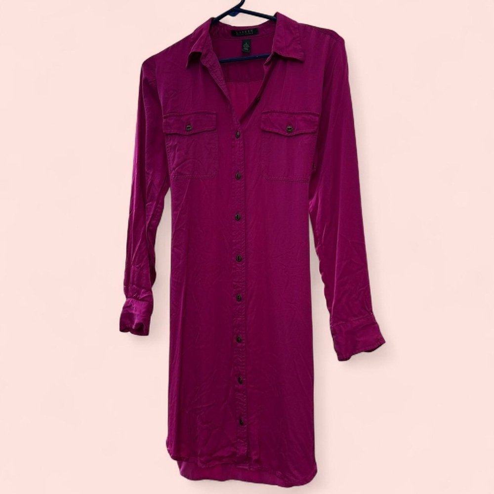 Lauren Ralph Lauren Fuchsia Long Sleeve Dress